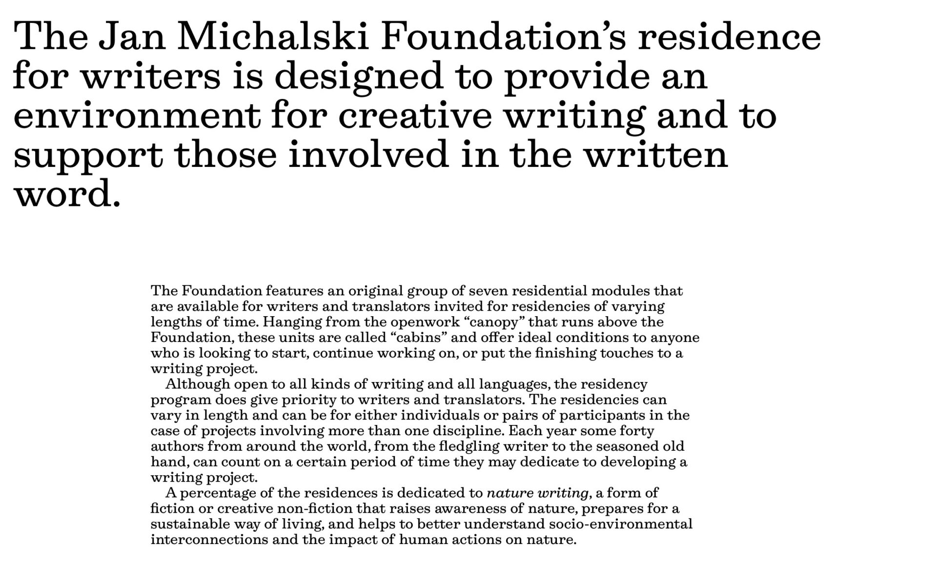 For more information regarding Jan Michalski Foundation: https://fondation-janmichalski.com/en