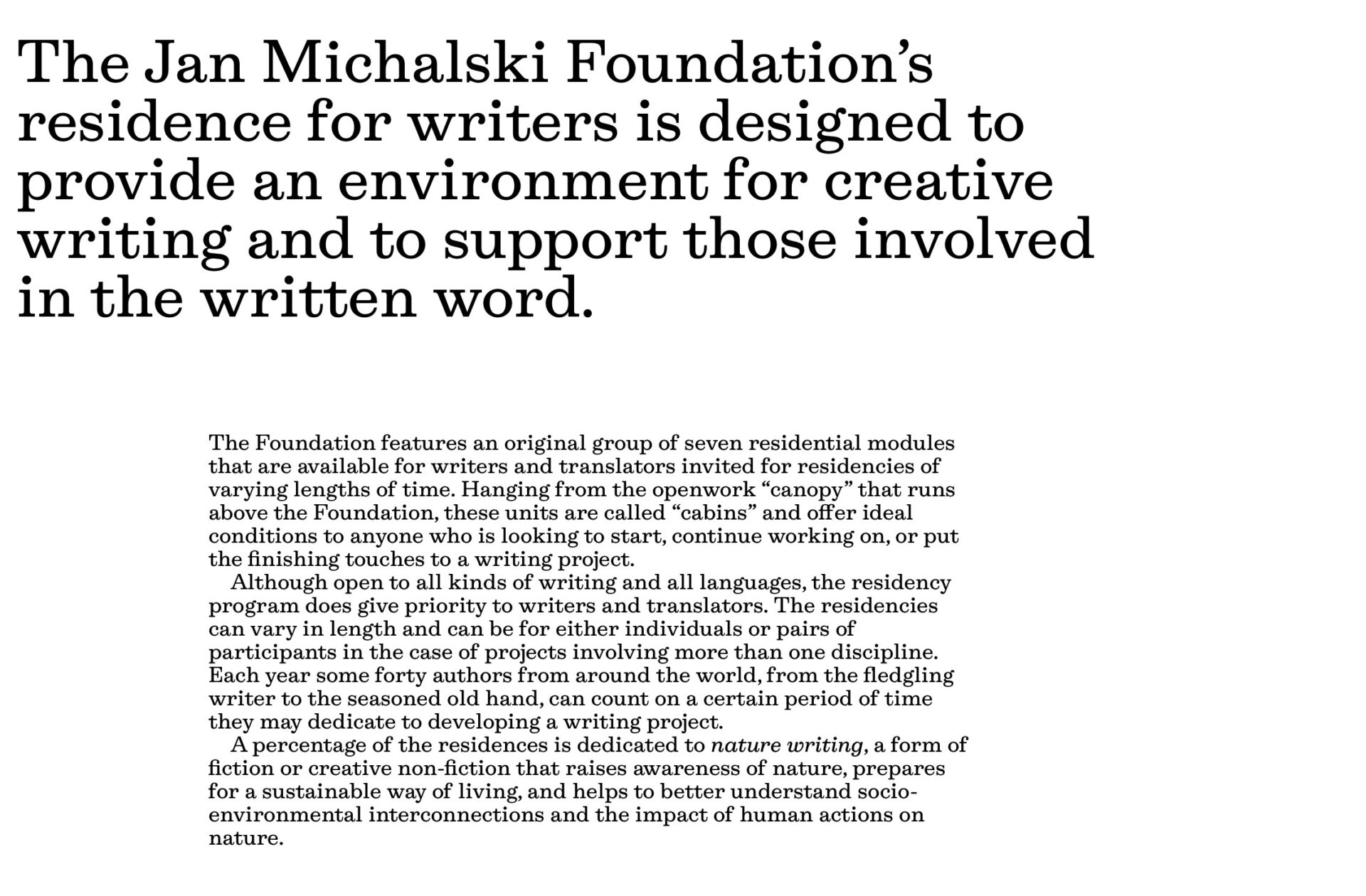 Der obige Text und weitere Information zur Fondation Jan Michalski siehe: https://fondation-janmichalski.com/fr