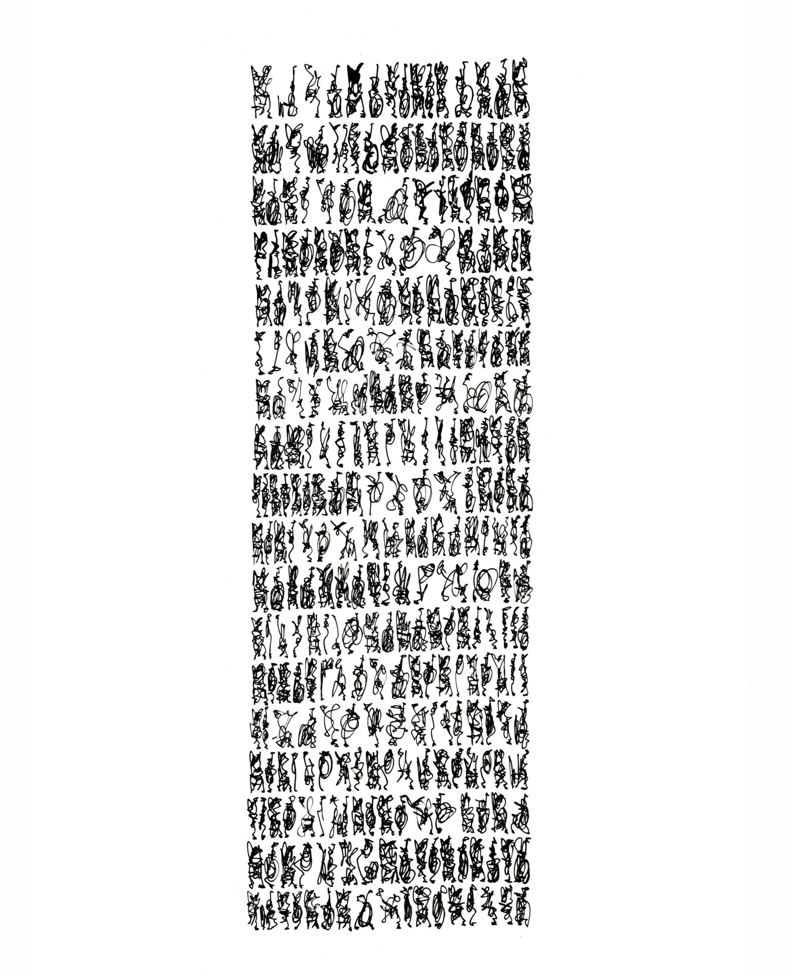 j2-68, writing process, 65 x 25 cm, acrylic on cardboard, 2025