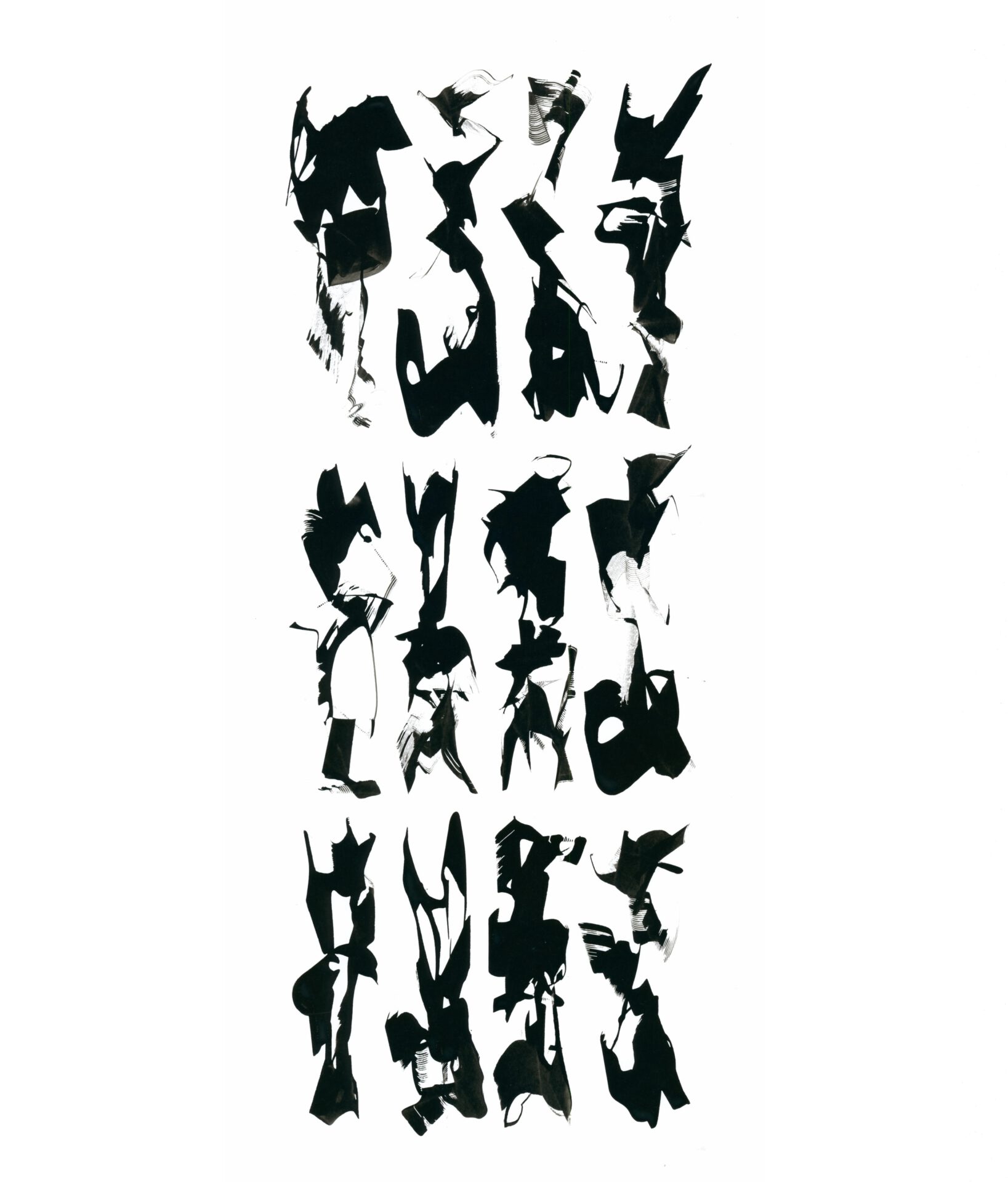 j-11a, writing process, 65 x 25 cm, acrylic on cardboard, 2025