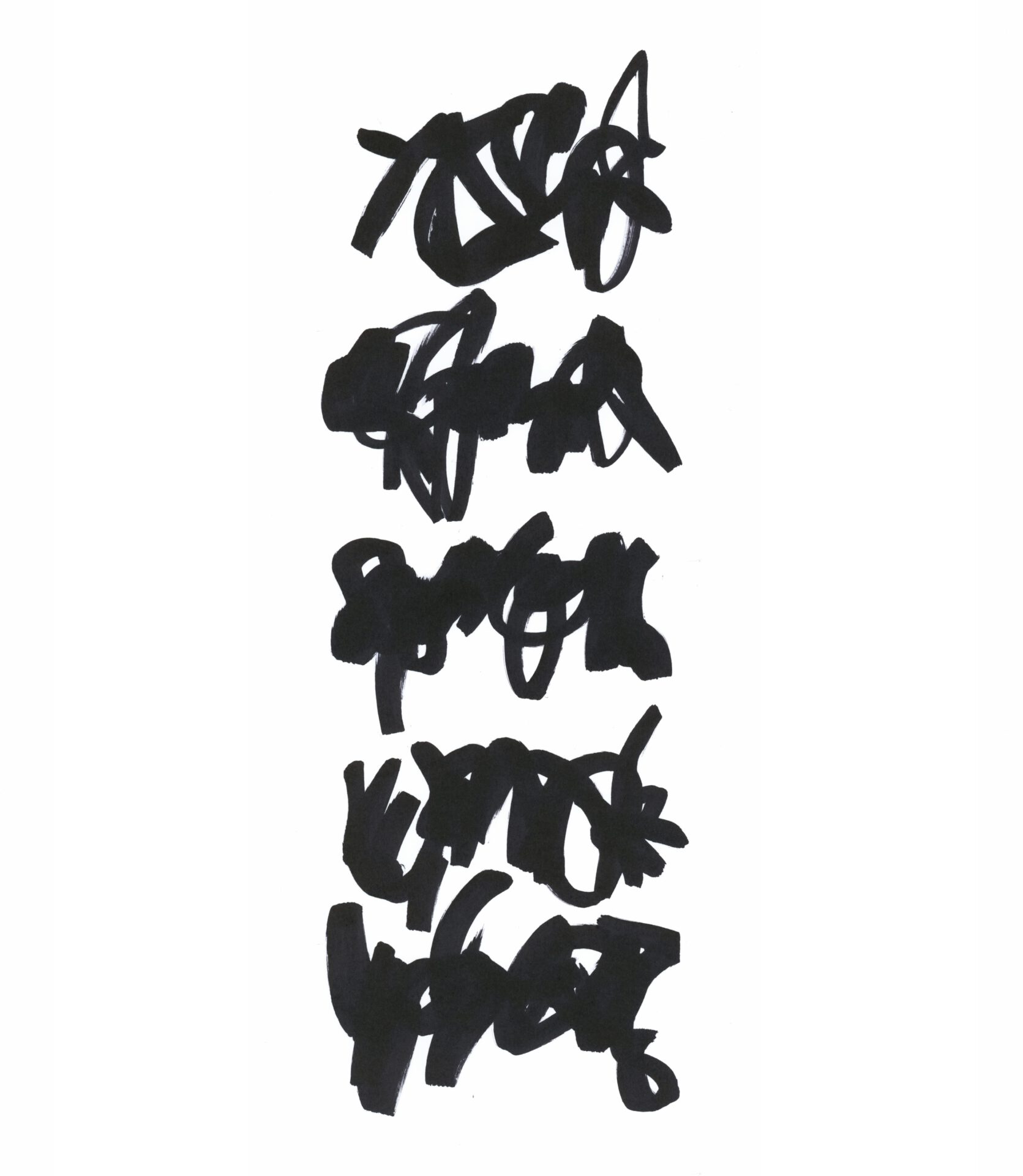 j2-48, writing process, 65 x 25 cm, acrylic on cardboard, 2025