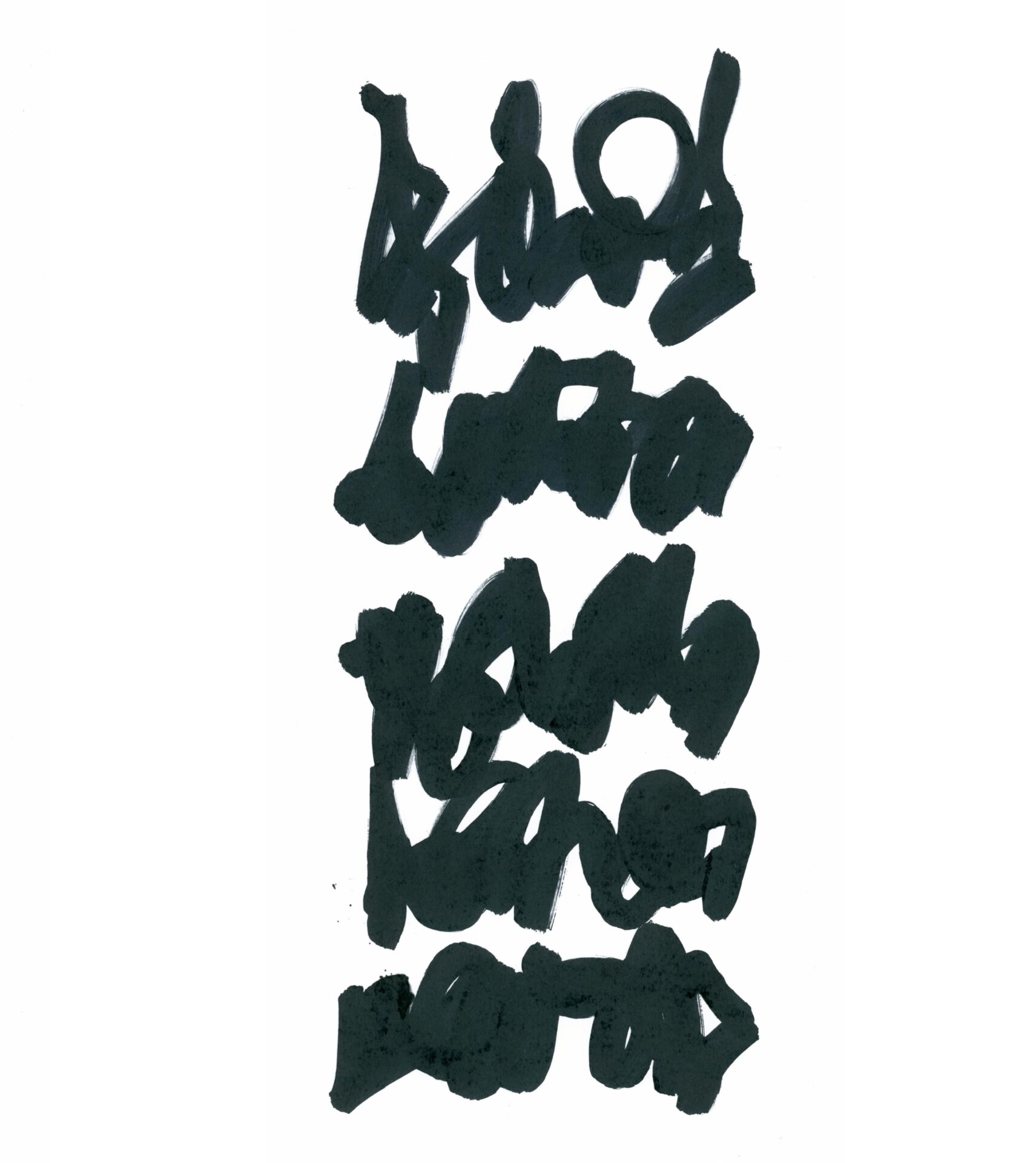 j2-7, writing process, 65 x 25 cm, acrylic on cardboard, 2025